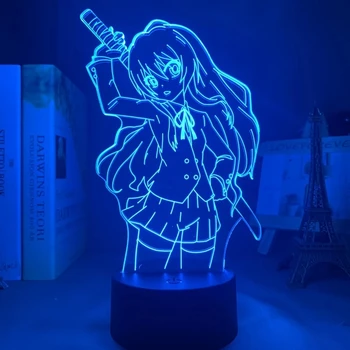 LED 3D Yatak Odası Dekorasyonu Hediye Renkli Gece lambası Anime Waifu 3d Lamba Tayga en sonunda Torador Gece Işığı Toradora Taiga en sonunda Led 