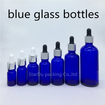 Ücretsiz Kargo 5 ml-100 ml Mavi Cam damlalıklı şişe uçucu yağ Şişesi, yüksek Kaliteli Parfüm Şişesi 500 adet / grup