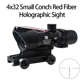 Avcılık 4x32 Küçük Kabuklu Kırmızı Fiber Optik Holografik Sight Tek Taban Taktik Ekipmanları Tüfek Kapsam Airsoft Aksesuarları PUBG