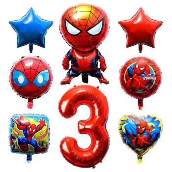 8 Adet 3rd Süper Kahraman Örümcek Balonlar Doğum Günü Partisi Dekorasyon Çocuklar için Dev Folyo Balon Süper Kahraman Tema Doğum Günü Partisi Malzemeleri