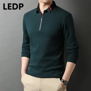 Erkek High End pamuklu uzun kollu tişört Gömlek Tasarımcısı Moda Marka Polo GÖMLEK Lüks Fermuar Kore Casual Yaka Üst erkek giyim