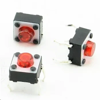 YYT 100 ADET 6*6*5 kırmızı düz fiş ışık dokunmatik anahtarı düğmesi kırmızı kafa 6X6X5 kırmızı pin indüksiyon ocak anahtarı