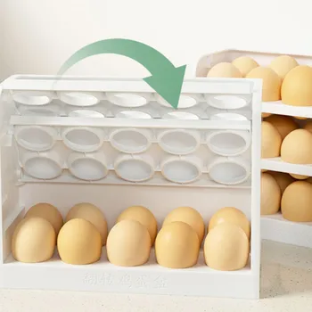30 İzgaralar Yumurta Tutucu Buzdolabı Flip Kutusu Buzdolabı Ev Yumurta Taze Depolama Organizatör Konteyner 3 Katmanlı Kartonları Büyük Kapasiteli