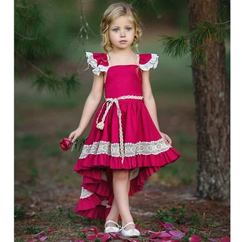 Toddler Kız Prenses Dantel mermaid Parti elbiseler çocuklar Dantel Ruffles yaz elbisesi
