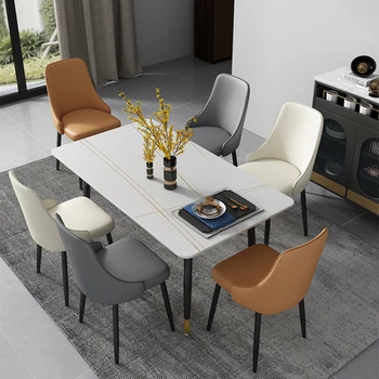 Işık Lüks yemek sandalyeleri Deri Yastık Mutfak İskandinav Modern Ofis ergonomik sandalye Oturma Odası Sillas De Comedor mobilya