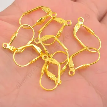 Kaliteli 200 adet Sarı Altın Renk Esnek Kanca Küpe Earwires Kadın Takı Kolu Geri Aksesuar Bulguları