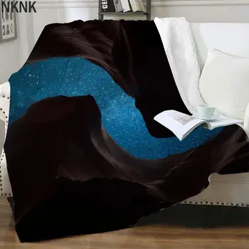NKNK Brank Galaxy Battaniye Soyut Yatak Örtüsü Yatak Psychedelic Ince Yorgan Harajuku 3D Baskı Sherpa Battaniye Moda Premium