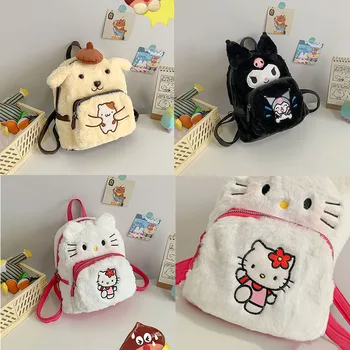 Kawaii Sanrio Benim Melodi Kuromi Cinnamoroll Hello Kittys Pochacco Anime pelüş çanta çocuk peluş oyuncaklar Sırt Çantası Kız Hediyeler
