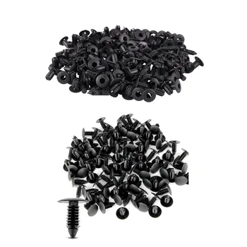 200 Adet Siyah Plastik Perçinler: 100 Adet Araba Kalıplama Kapı Çamurluk 5Mm Delik Perçinler Sabitleme ve 100 Adet Tampon Fastener Perçin Klipler Oto