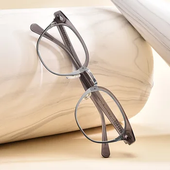 Üst Sınıf Kalite Marka El Yapımı Gözlük Çerçeve vintage Kare Asetat Erkekler Kadınlar için Yarı Çerçevesiz Optik Reçete Gözlük