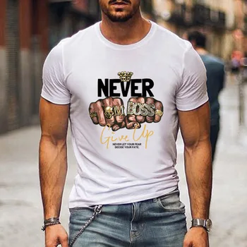 Trendyol Erkekler O Yakalı Pamuklu beyaz tişört Yaz Yeni Erkek Vintage Şampiyonu Yumruk Baskı Kısa Kollu T Shirt Camiseta Masculina