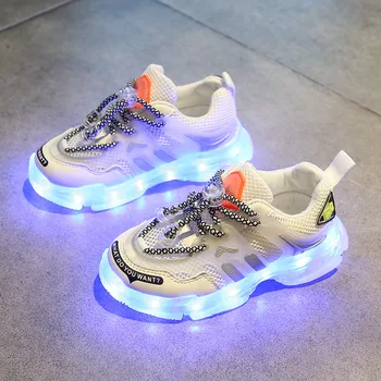 COZULMA Çocuk USB Şarj Parlayan Sneakers Kız Erkek spor ayakkabı çocuklar led ışık Up koşu ayakkabıları Aydınlık Sneakers 25-35