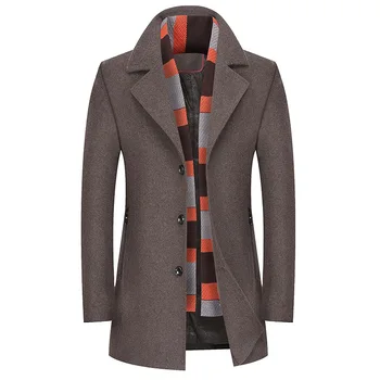 Erkekler Kış Yün Ceket erkek Yeni Moda Çok Cep Sıcak Kalın Yün Karışımları Yün Bezelye Ceket Erkek Trençkot Palto
