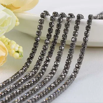 Şeffaf gri 10 Metre DİY suni elmas zincir Yoğun Gümüş alt чепочка dikiş Rhinestones giyim Sanat Dekorasyon için
