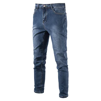 Yeni 2022 erkek Kişilik Kot Yıkanmış Rahat Mikro elastik Japon Skinny Jeans Pantolon Erkekler Streç Kot Pantalon Homme