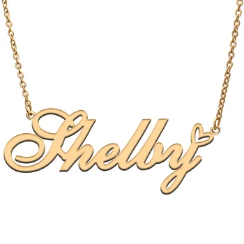 Shelby Adı Etiketi Kolye Kişiselleştirilmiş Kolye Takı Hediyeler için Anne Kızı Kız Arkadaşı Doğum Günü Noel Partisi Mevcut