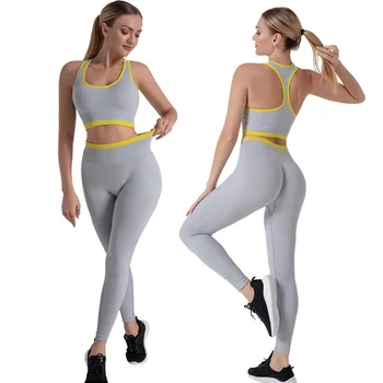 2022 yoga kıyafeti 2 parçalı Set kadın Örme Dikişsiz Yüksek elastik Vücut Spor Takım Elbise Sutyen İç Çamaşırı Dokuz noktalı Tayt