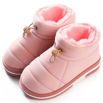Moda Çocuklar Kış 2022 Kız pamuklu ayakkabılar Kadın Aşağı Çizmeler Ebeveyn-çocuk Kar Botları Polar Platformu Erkek Sıcak Kauçuk Taban Ayakkabı