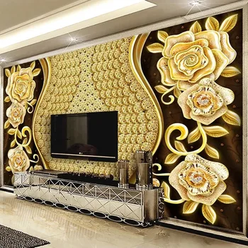 Özel Duvar Kağıdı 3D Stereo Elmas Çiçek Takı Lüks Oturma Odasında TV, Kanepe Yatak Odası Ev Dekorasyonu Pasoyu De Parede duvar Kağıtları