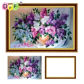 DPF 5D Elmas Nakış leylak Çerçeve ile Elmas boyama Çapraz Dikiş tam Yuvarlak elmas Mozaik seti ev dekor zanaat çiçek