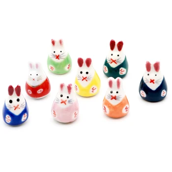 25 * 15mm Toptan Porselen Seramik Hayvan Boncuk 10 adet Renkli Elle çizilmiş Porselen Seramik Tavşan DIY takı Boncuk Küçük El Sanatları