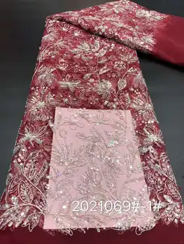 High-end boncuk kumaş Fransız tül net dantel / Boncuk nakış Afrika dantel kumaş abiye düğün elbisesi parti