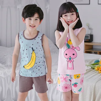 Bebek çocuk pijamaları Seti Yaz Çocuk Giyim Takım Elbise Kısa kollu Pijama Erkek Karikatür Pijama Kız Kıyafeti Pijama Infantil