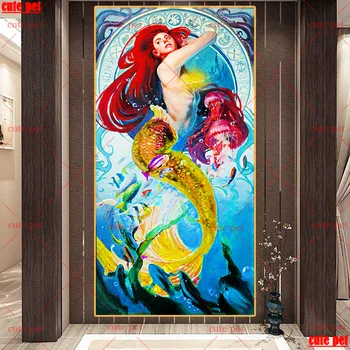 büyük Kare Matkap Yuvarlak Matkap Fantezi mermaid Mozaik Elmas Boyama Çapraz Dikiş DIY sanat 5D Nakış dekor bulmaca hediye