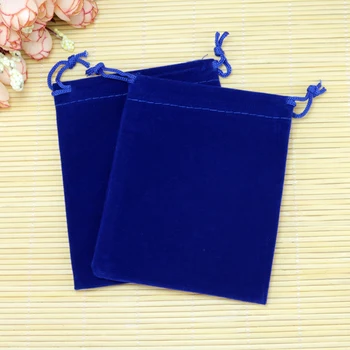 10x12cm 50 adet / grup Kraliyet Mavi Kadife Çanta Sevimli büzgülü torba Takı Çantası Düğün Favor Şeker Hediye Takı Ambalaj Poşetleri
