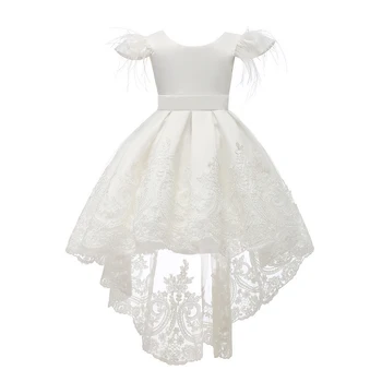 Çiçek Kız Elbise Beyaz Dantel Nakış İlk Communion Elbise için 1-10 Yaşında