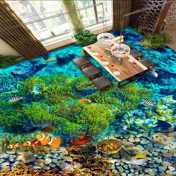 beibehang papel de parede 3D zemin yatak odası duvar zemin duvar çıkartmaları sualtı dünyası banyo oturma odası okyanus döşeme duvar