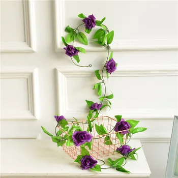240cm İpek Güller Ivy Vine Yeşil Yaprakları İle Ev Düğün Dekorasyon İçin Sahte Yaprak DIY Asılı Garland yapay çiçekler