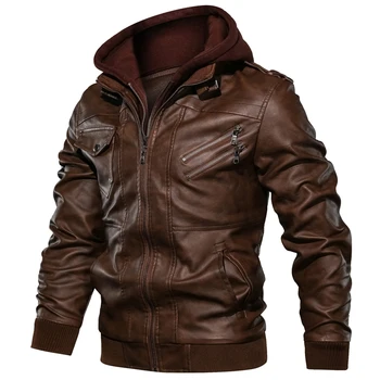 Marka Yeni kışlık ceketler Erkekler Casual Dış Giyim Ceket Rüzgarlık PU Motosiklet deri ceketler Erkek Euro Boyutu S-XXL Deri Mont