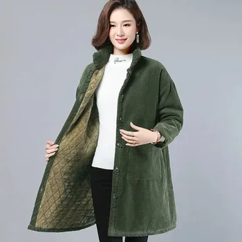 Yeni Kış Ceket Thicke Artı Kadife Sıcak Kadife Ceket kadın Rahat Artı Boyutu Uzun Pamuk Ceketler Rüzgar Geçirmez Parker Palto