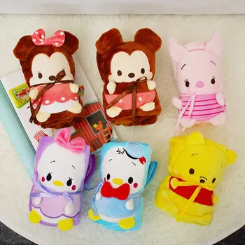 Disney animasyon etrafında Mickey Minnie Pooh Ayı Papatya facecloth çocuk battaniye küçük battaniye peluş oyuncaklar bebek hediye