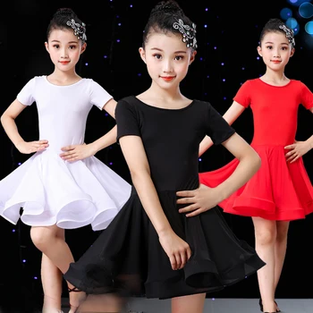 Kızlar Çocuklar Latin dans elbiseleri Çocuk Payetli Püsküller saçaklar Modern Balo Salonu Latin Elbiseler Dans Kıyafetleri