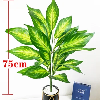 75cm 26 Yapraklar Tropikal Ağaç Büyük Yapay Bitkiler Dalları Sahte Monstera Plastik Manolya Yaprakları Ev Bahçe Düğün Dekor İçin