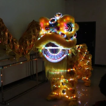 Led ışık Aslan dans kostümü Wushu Aslan Dans Bez Aslan dans kıyafeti Çin festivali iş akşam cosplay kostümleri