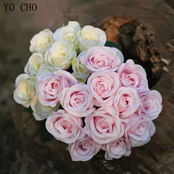 YO CHO Yapay Güller Çiçekler Ev Düğün Dekorasyon İçin Gül Çiçek Düzenleme İçin El Sanatları Dekorasyon Tatil İpek Çiçekler