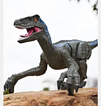 Jurassic uzaktan kumanda 2.4 G elektrikli dinozor Raptor Velociraptor kontrol oyuncaklar Roar yürüyüş ışık hayvan çocuk noel hediyeler