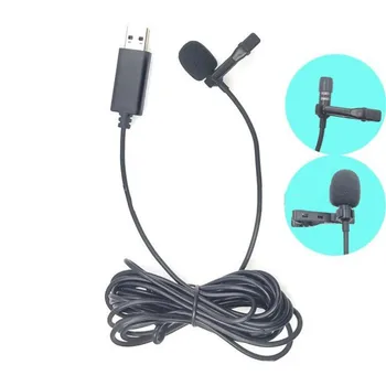 2 m Siyah Mini Yaka Yaka Clip-Kondenser Mikrofon Mikrofon ile USB Tak Jack