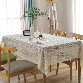 El yapımı pamuk içi boş tığ işi masa örtüsü geometrik eşkenar dörtgen evrensel masa örtüsü çekim havlu