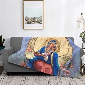 Meryem, Tanrı'nın Annesi Madonna Battaniye Guadalupe Kış Yatak Örtüsü Peluş Yumuşak Kapak Pazen Örtüsü Yatak Yatak Odası Kabarık