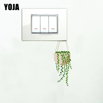 YOJA elektrik düğmesi çıkartması Avrupa Sevimli Pot Çim Çiçek PVC Dekoratif Moda Stil Duvar Çıkartması 15SS0036