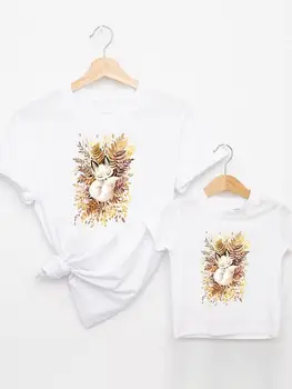 Grafikli tişört Tatlı Hayvan Suluboya Aile Eşleştirme Kıyafetler Erkek Kız Kadın Çocuk Çocuk Yaz Anne Anne Anne Giysileri