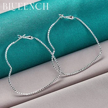 Blueench 925 Ayar Gümüş Kalp Şeftali geniş halka küpe Kadınlar Için Nişan Düğün Moda Glamour Takı