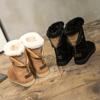 Kar Botları kadın Kısa Yün Çizmeler kadın pamuklu ayakkabılar Kış kadın ayakkabısı Peluş Yün Yalıtım Kalın Taban