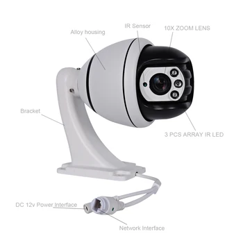 1080P Mini PTZ IP Kamera 10X Optik Zoom Mini Güvenlik Kamera 30m IR güvenlik kamerası Orta Hız Dome Açık Kamera