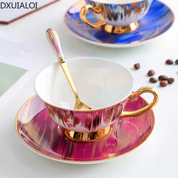 DXUIALOI Avrupa tarzı seramik kupa ev kullanımı için kahve kupa kupa su bardağı öğleden sonra çay bardağı porselen yemek seti ev dekorasyon 200ml