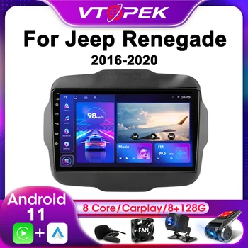 Vtopek 2Din Jeep Renegade 2016-2020 İçin 4G Android 11 Araba Stereo Radyo Multimedya Video Oynatıcı Navigasyon GPS Kafa Ünitesi Carplay